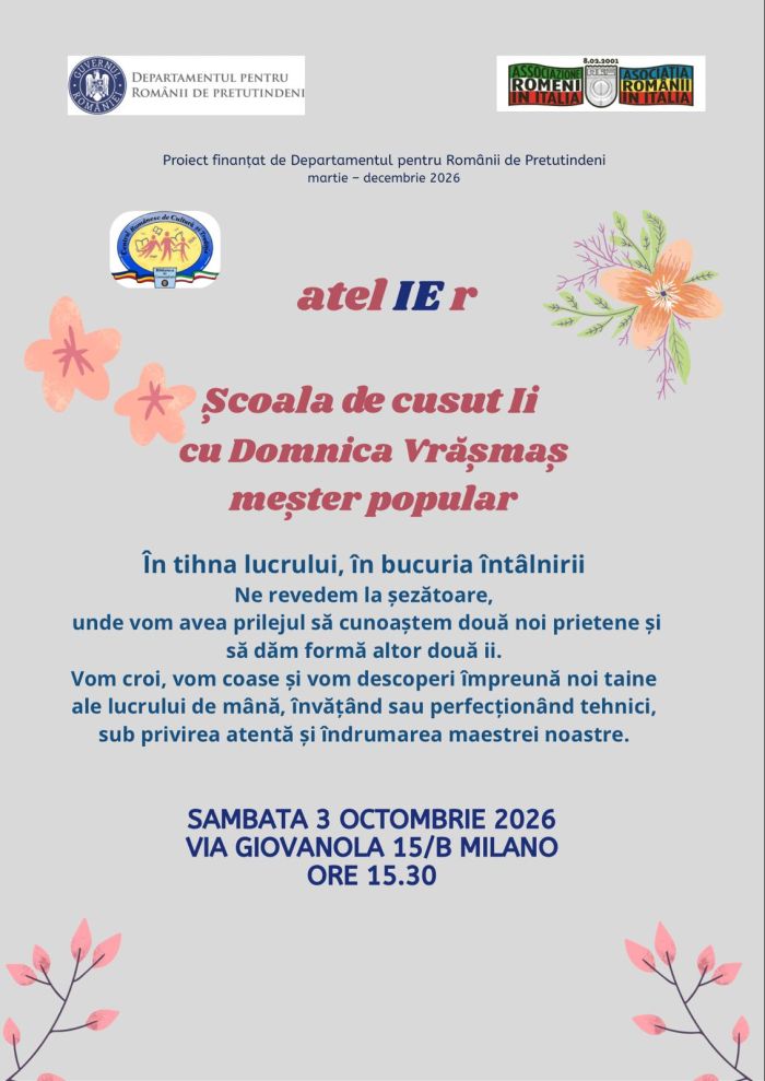 Școala de cusut Ii cu Domnica Vrășmaș meșter popular